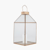 Shiny Brass Metal and Glass Square Lantern