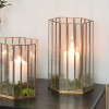 Shiny Brass Metal and Glass Hexagonal Lantern Large