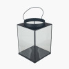 Black Metal and Glass Square Lantern Large