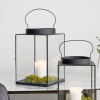 Black Metal and Glass Square Lantern Large