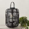 Black Bamboo and Glass Lantern Large