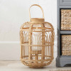 Natural Bamboo and Glass Lantern Large