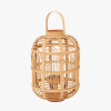 Natural Bamboo and Glass Lantern Small