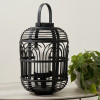 Black Bamboo and Glass Lantern Small