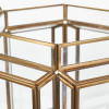 Shiny Brass Metal and Glass Hexagon Wide Lantern