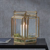 Shiny Brass Metal and Glass Hexagon Wide Lantern