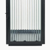 S/2 Black Metal and Ribbed Glass Lanterns