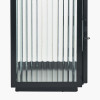 S/2 Black Metal and Ribbed Glass Lanterns