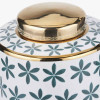 Thea Green and Gold Leaf Ceramic Lidded Ginger Jar