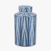 Samara Blue and White Ceramic Aztec Design Lidded Ginger Jar