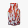 Red and White Tortoiseshell Glass Vase Tall