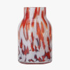 Red and White Tortoiseshell Glass Vase Tall