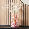 Red and White Tortoiseshell Glass Vase Tall