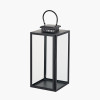 Black Stainless Steel and Glass Large Rectangular Lantern