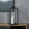 Black Stainless Steel and Glass Large Rectangular Lantern