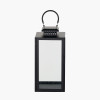 Black Stainless Steel and Glass Medium Rectangular Lantern