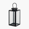 Black Stainless Steel and Glass Medium Rectangular Lantern