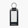 Black Stainless Steel and Glass Medium Rectangular Lantern