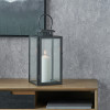 Black Stainless Steel and Glass Medium Rectangular Lantern