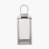 Silver Stainless Steel and Glass Medium Rectangular Lantern