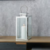 Silver Stainless Steel and Glass Medium Rectangular Lantern