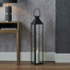 Black Stainless Steel and Glass Large Tall Lantern