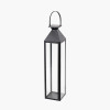 Black Stainless Steel and Glass Medium Tall Lantern