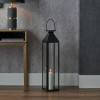 Black Stainless Steel and Glass Medium Tall Lantern