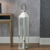 Silver Stainless Steel and Glass Large Tall Lantern