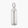 Silver Stainless Steel and Glass Medium Tall Lantern