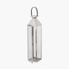 Silver Stainless Steel and Glass Medium Tall Lantern