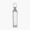 Silver Stainless Steel and Glass Medium Tall Lantern