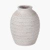 White Wash Fibrestone Decorative Ribbed Vase Large