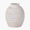 White Wash Fibrestone  Decorative Ribbed Vase