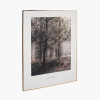 Monochrome Forest Trail Print with Gold Detail and Black Frame