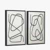 S/2 Black Squiggle Print Canvases with Black Frames