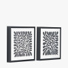 S/2 Black Leaf Print Square Canvases with Black Frames