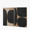 S/2 Black and Natural Wooden Textured Design Wall Art