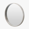 Grey Oak Wood Veneer Slim Frame Round Wall Mirror