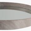 Grey Oak Wood Veneer Deep Edge Round Wall Mirror Large