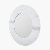 White Marble Effect Wood Veneer Round Wall Mirror