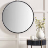 Black Metal Textured Edged Round Wall Mirror