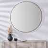 Grey Oak Wood Veener Slim Frame Round Mirror Large