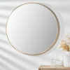 Natural Wood Veneer Slim Frame Round Mirror Large