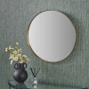 Brushed Gold Metal Slim Frame Round Wall Mirror Small