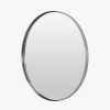 Brushed Silver Metal Slim Frame Round Wall Mirror Large