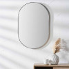 Brushed Silver Metal Slim Frame Oval Wall Mirror