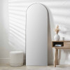 Brushed Silver Metal Slim Frame Arch Floor Mirror