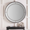 Antique Bronze Metal Round Wall Mirror Large