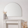 Brushed Silver Metal Slim Frame Wide Arch Wall Mirror